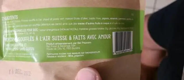 Be popcorn pesto vert nutrition facts table