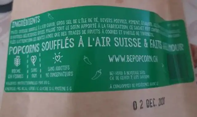 Sel fou & herbes nutrition facts table