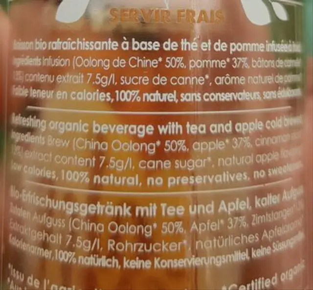 Leaf well pomme cannelle ingredients label