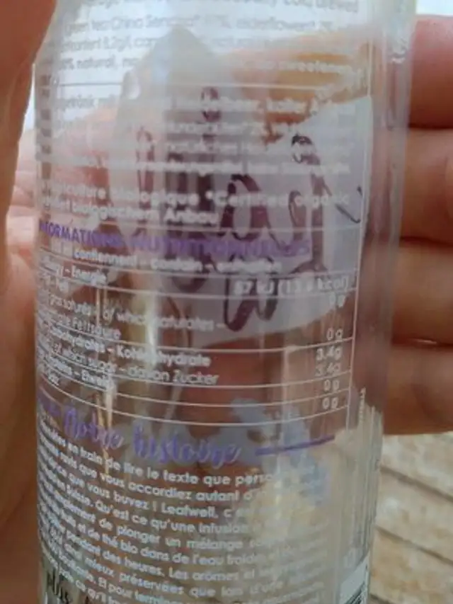 Thé glacé infusé a froid nutrition facts table