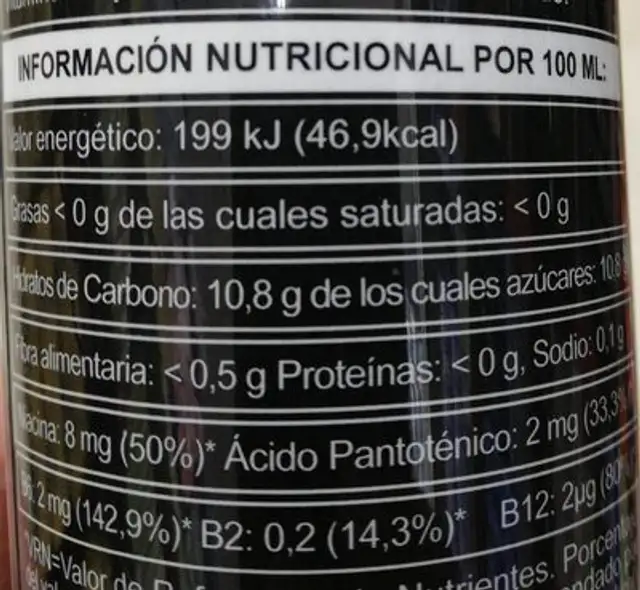 R-100 octane nutrition facts table
