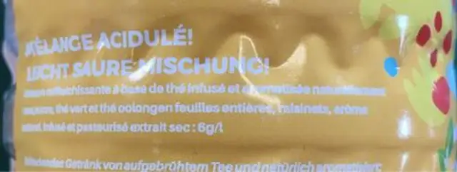 Oloong tea ingredients label