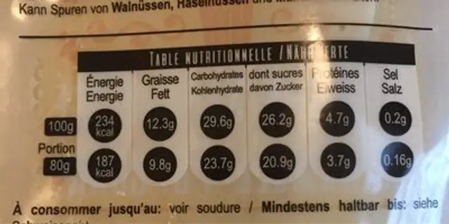 Paleta popcorn caramélisé nutrition facts table