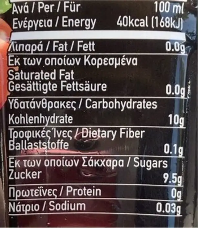 We love aloe apple nutrition facts table