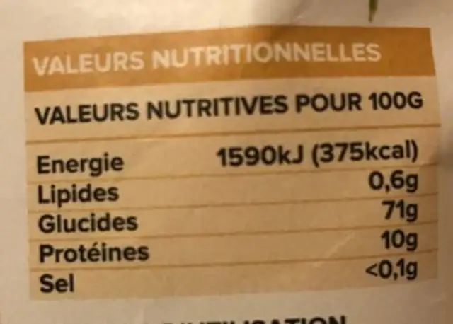 Maïs popcorn d'ici nutrition facts table