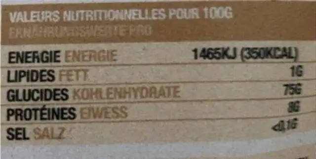 Maïs polenta d'ici nutrition facts table