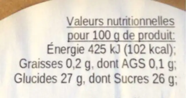 Puro gelato mangue nutrition facts table