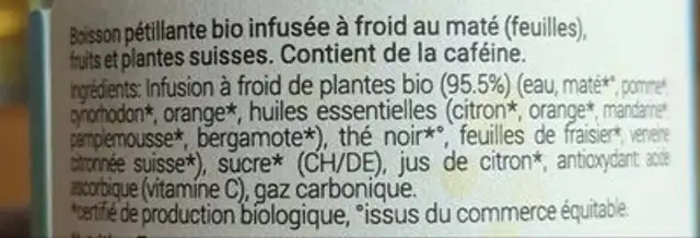 Super Maté ingredients label