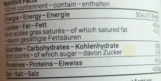 Super Maté nutrition facts table