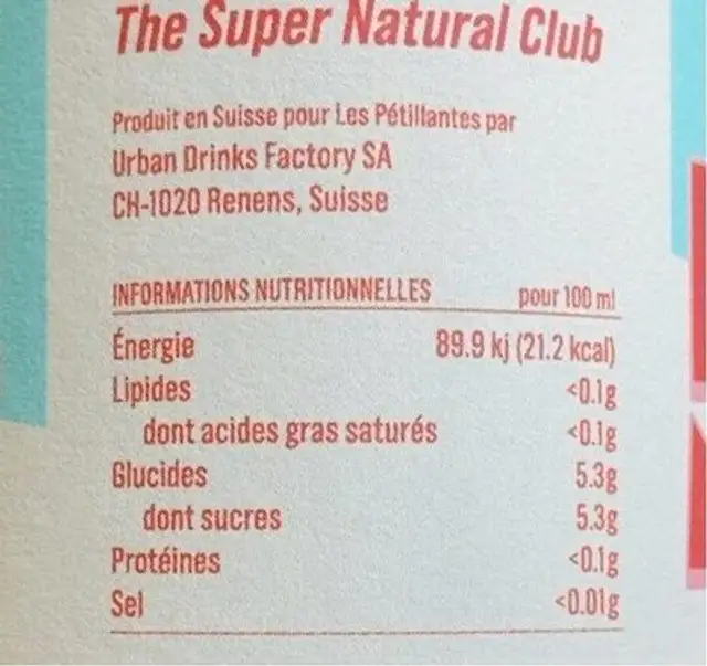 Pamplemousse nutrition facts table