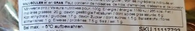Breakfast croissant with egg-salad nutrition facts table