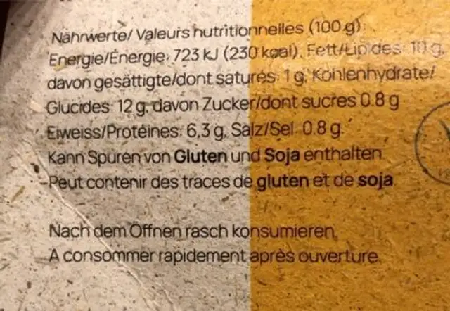 Hummus the local classic nutrition facts table