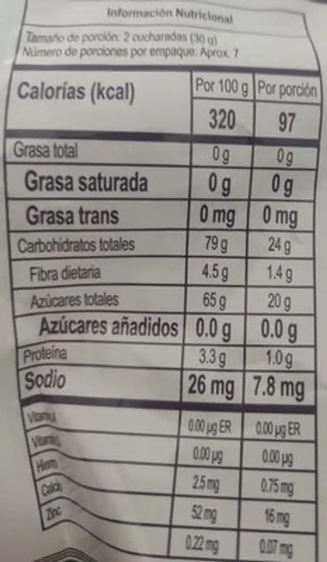 uvas pasas nutrition facts table