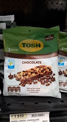 Barras Tosh chocó chips front packaging