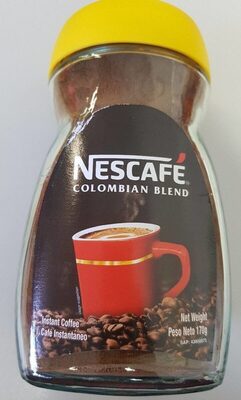 Nescafé Colombian blend. Café instantané front packaging