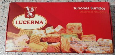 Turrones surtidos (cacahuete, café, frambuesa y nuez) front packaging