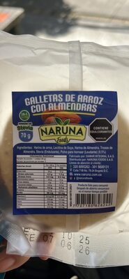 Galletas de arroz con almendras front packaging
