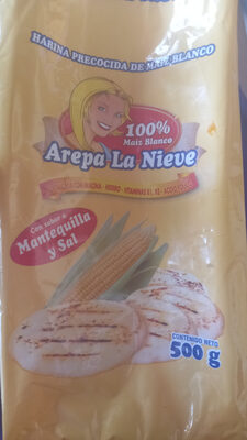 harina precocidad de maíz blanco con sabor a mantequilla front packaging