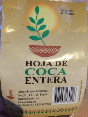 Hoja de coca entera front packaging
