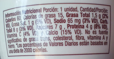 Yogurt Cuchareable Mango nutrition facts table