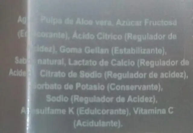 Aloe Vera Light ingredients label