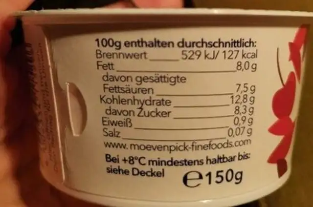 Pflanzlich aus Kokosmilch - Kirsche nutrition facts table