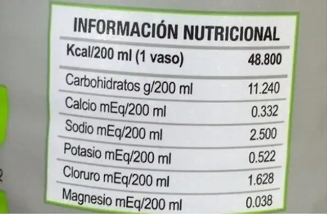 Santé Sport sabor Fresa nutrition facts table
