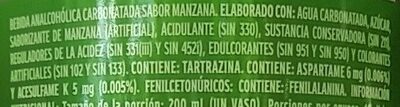 Simba sabor Manzana ingredients label