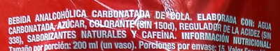 Coca-Cola sabor Original ingredients label