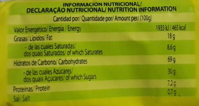 Rumba original nutrition facts table