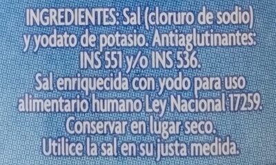Sal fina ingredients label