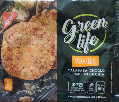 Medallones de Calabaza, Choclo y semillas de chía front packaging