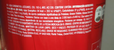 coca cola ingredients label