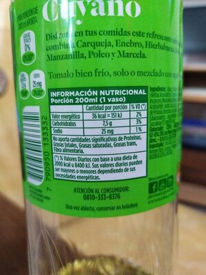 Terma cuyano, enebro y poleo nutrition facts table