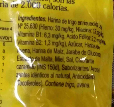 aritos con miel ingredients label