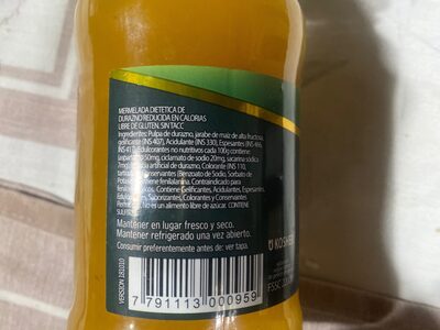 Mermelada dietética de durazno ingredients label