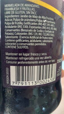 Mermelada ingredients label