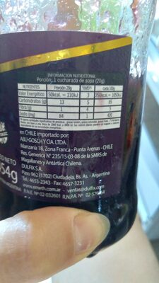 Mermelada nutrition facts table