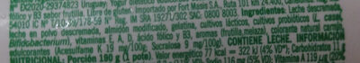 Ser Firme sabor frutilla ingredients label