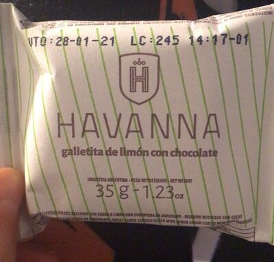 Galletita de limón con chocolate front packaging