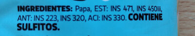 Puré de papas ingredients label