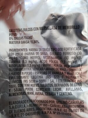 pepas ingredients label