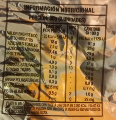 Pepas Membrillo nutrition facts table