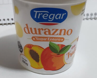 Yogurt Tregar Durazno c/frutas x160 front packaging