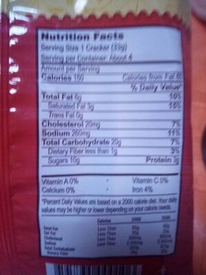 Talitas nutrition facts table