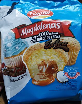 Magdalenas sabor coco rellenas con dulce de leche