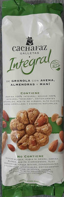 Galletas integrales de granola con avena, almendras y maní