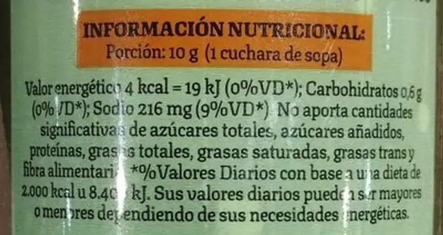 Buffalo Salsa Jalapeño nutrition facts table