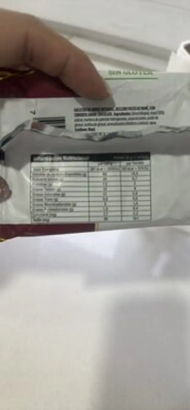 Alfajor de arroz nutrition facts table