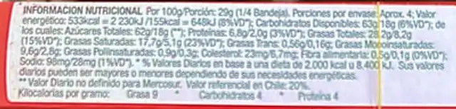Costa rama nutrition facts table